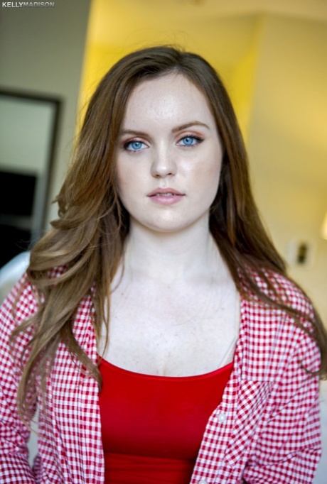 Cute brunette teen River Fox disrobes to show her big natural titties
