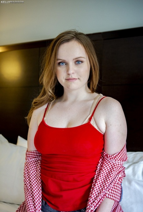 Cute brunette teen River Fox disrobes to show her big natural titties